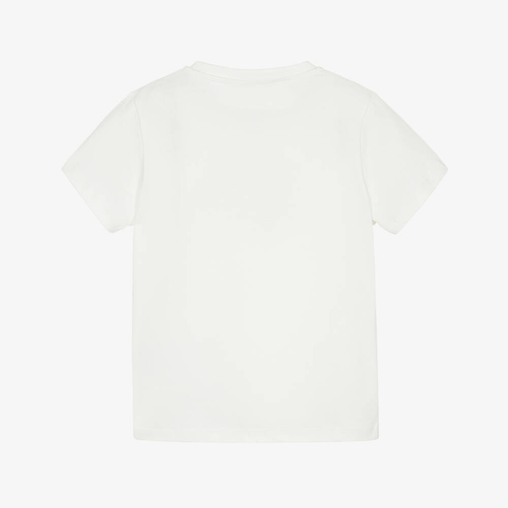 Versace-Girls White Cotton Underwater Barocco Medusa T-Shirt | Childrensalon
