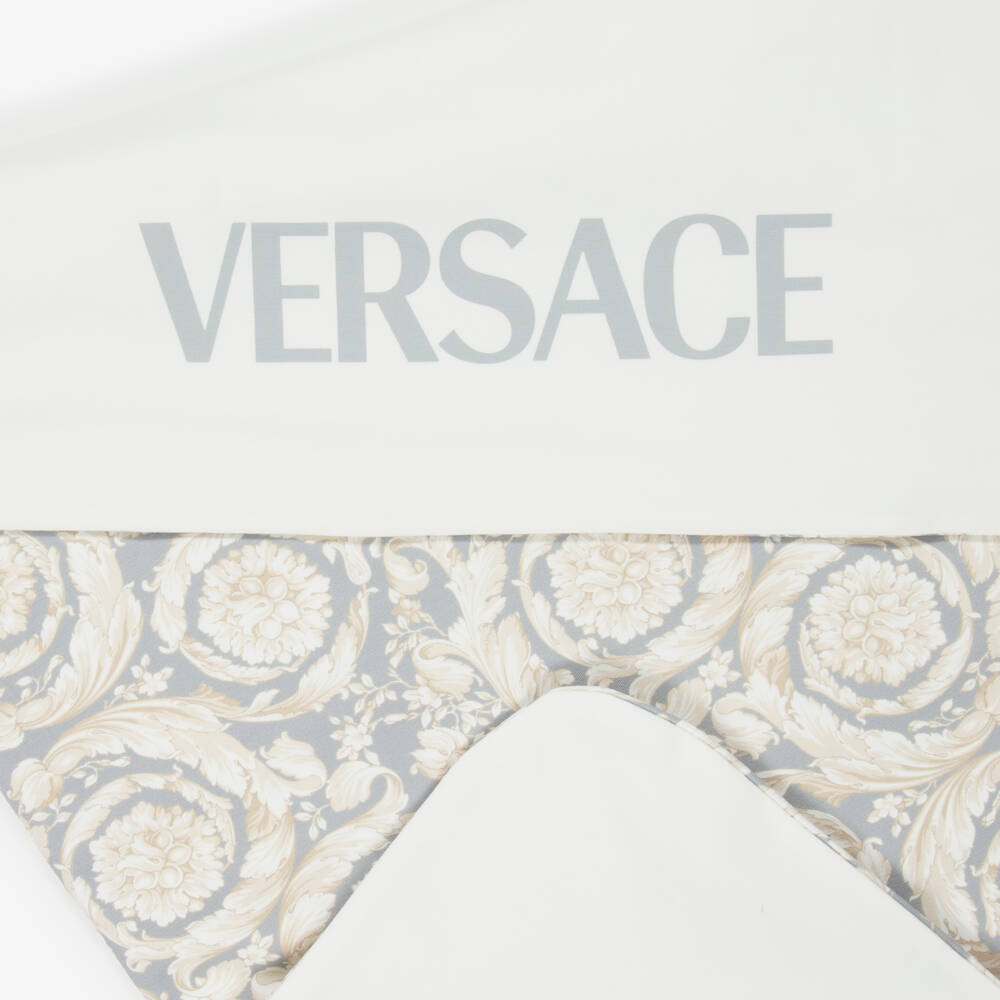 Versace-Grey & Ivory Barocco Print Padded Blanket (72cm) | Childrensalon