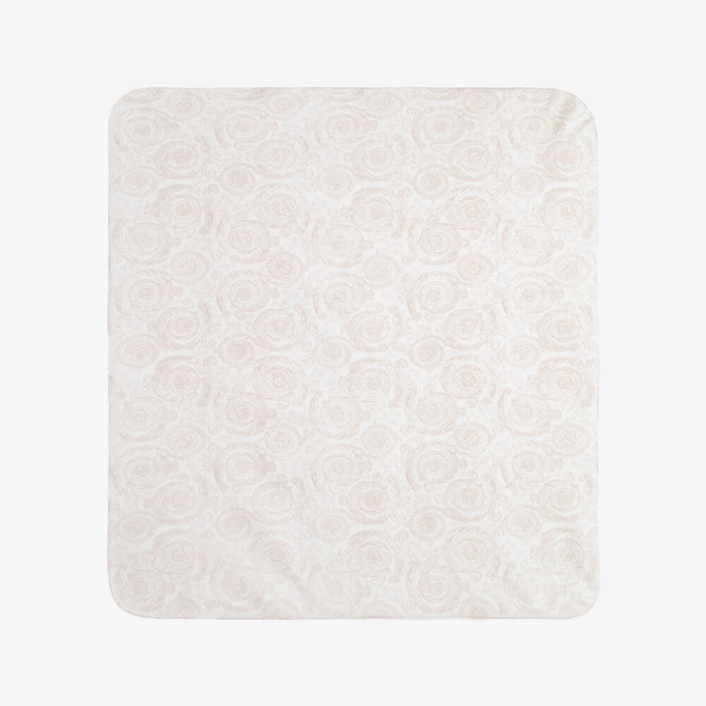 Versace-Ivory & Beige Barocco Print Blanket Baby Gift Set | Childrensalon