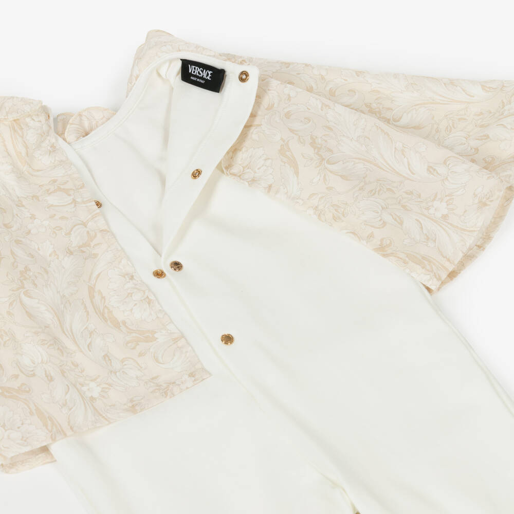 Versace-Комбинезон кремово-бежевый Whisper Barocco из хлопка | Childrensalon