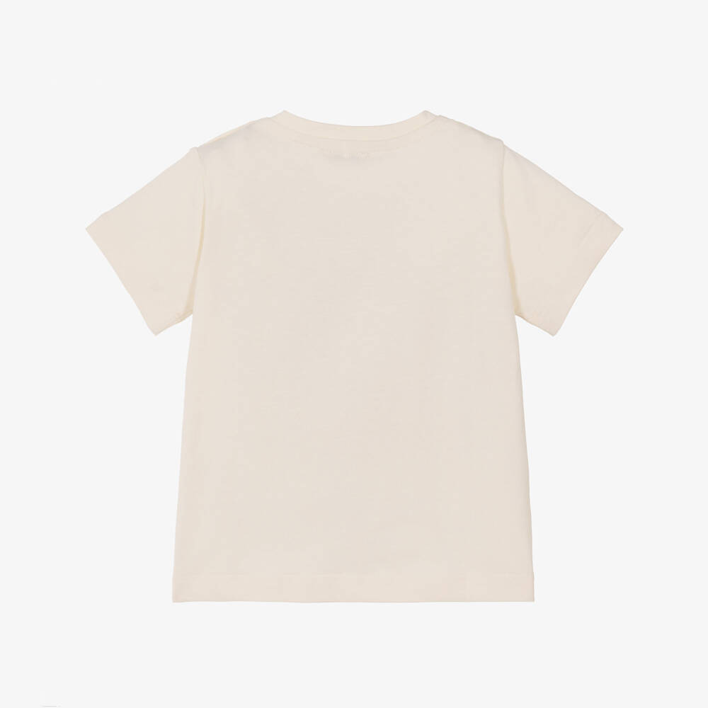 Versace-Ivory Cotton Baby T-Shirt with Etichetta Club Logo | Childrensalon