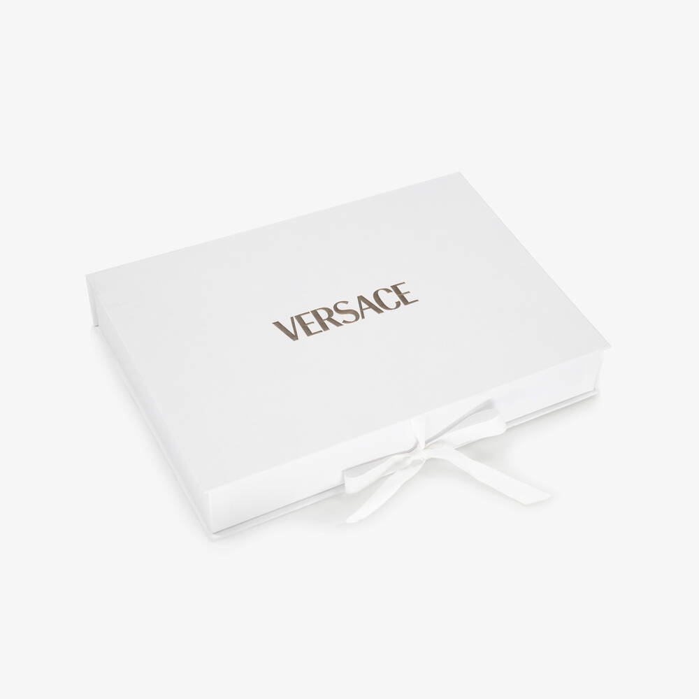 Versace-Ivory Cotton Babysuit Gift Set with Medusa Motif | Childrensalon