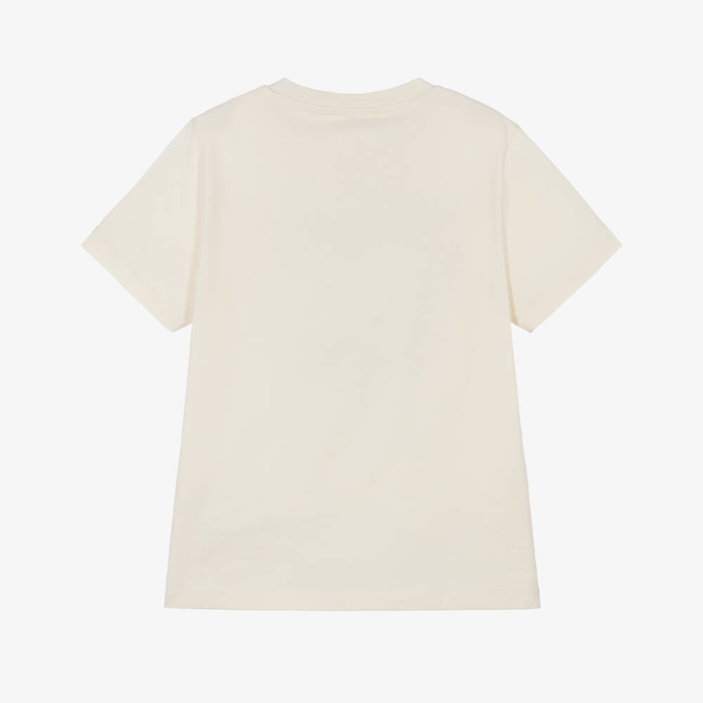 Versace-Ivory Cotton Jersey T-Shirt with Etichetta Club Logo | Childrensalon