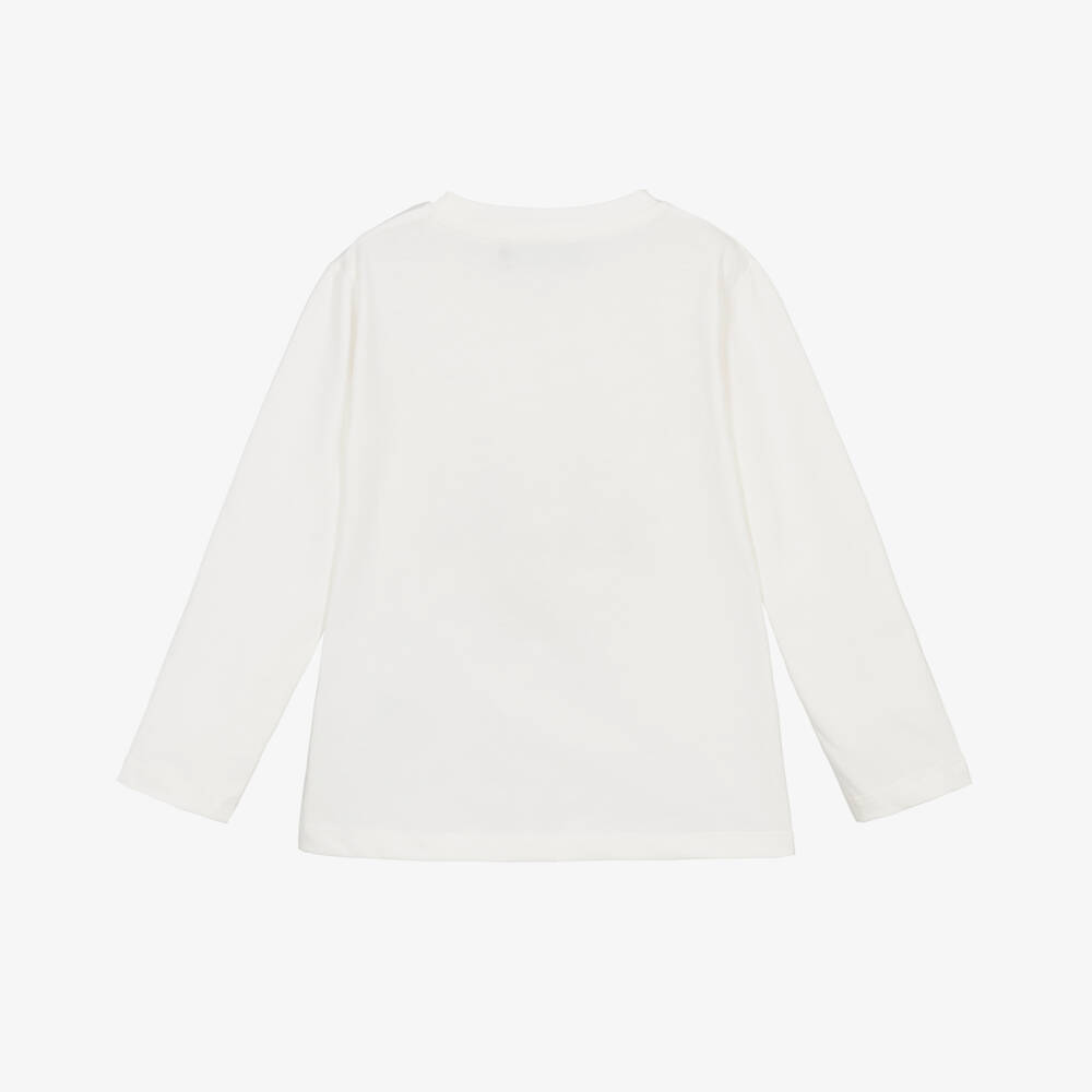 Versace-Ivory Cotton Teddy Bear Logo Top | Childrensalon