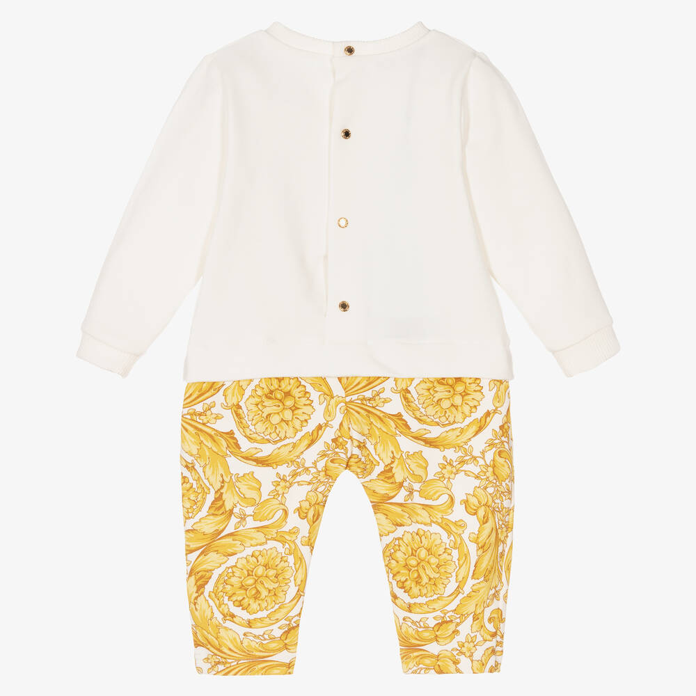 Versace-Ivory & Gold Barocco Romper | Childrensalon