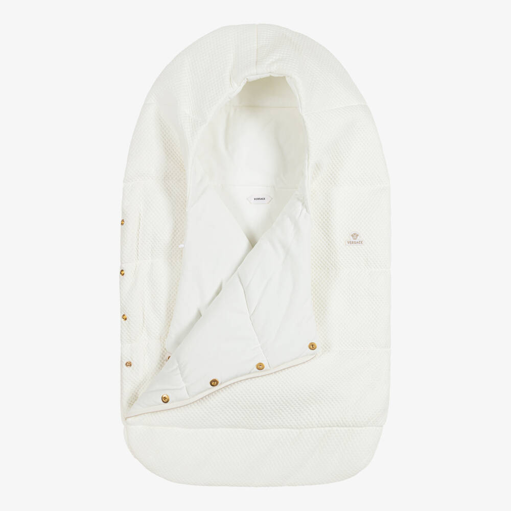 Versace-Ivory Waffle Texture Cotton Jersey Padded Nest (75cm) | Childrensalon