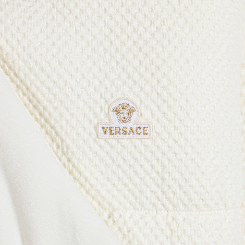 Versace-Ivory Waffle Texture Cotton Jersey Padded Nest (75cm) | Childrensalon