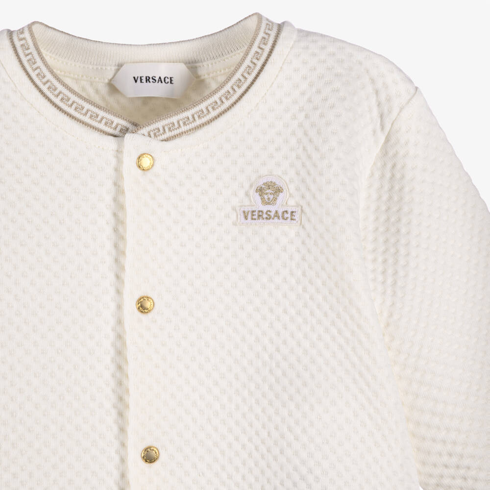 Versace-Ivory Waffle Texture Cotton Jersey Trouser Set | Childrensalon