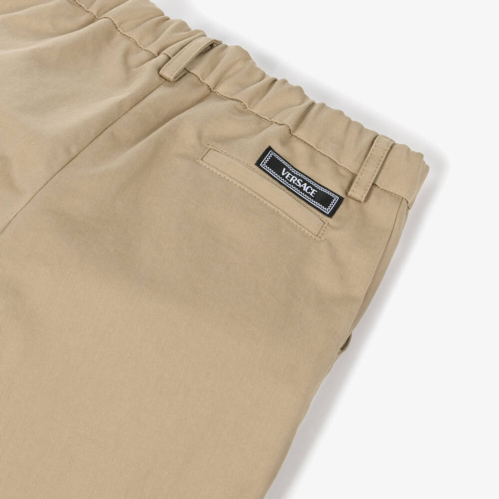 Versace-Junior Boys Beige Cotton Chino Trousers | Childrensalon