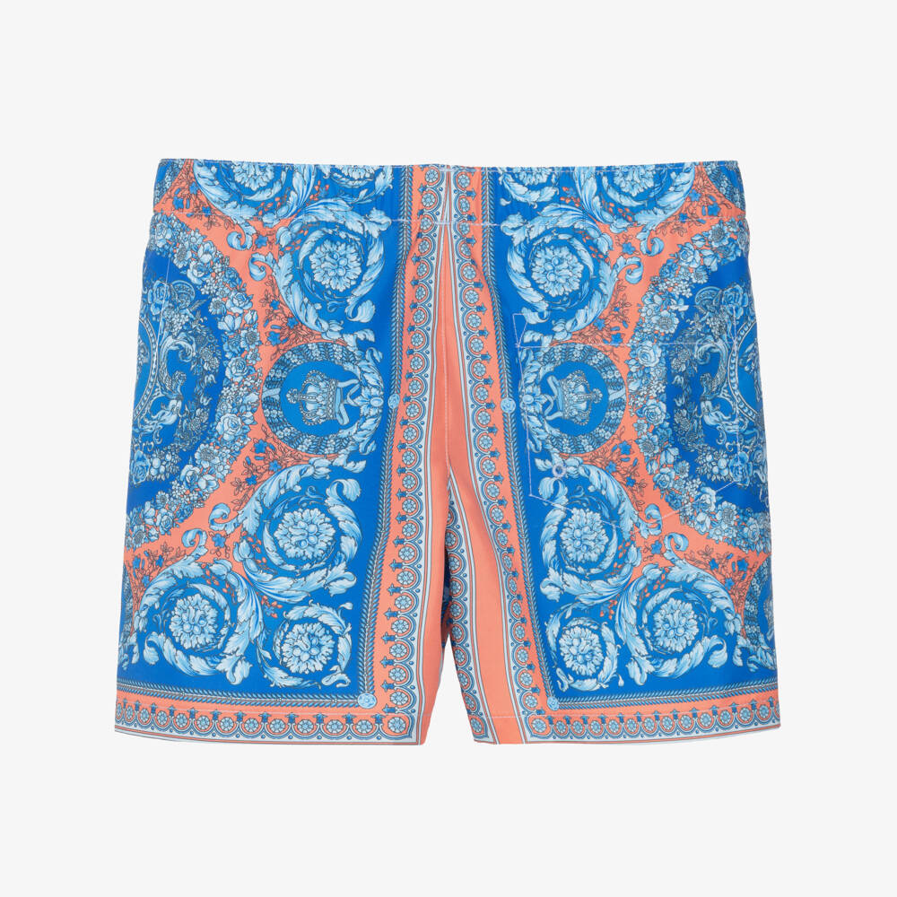 Versace-Junior Boys Blue Electric Barocco Print Swim Shorts | Childrensalon