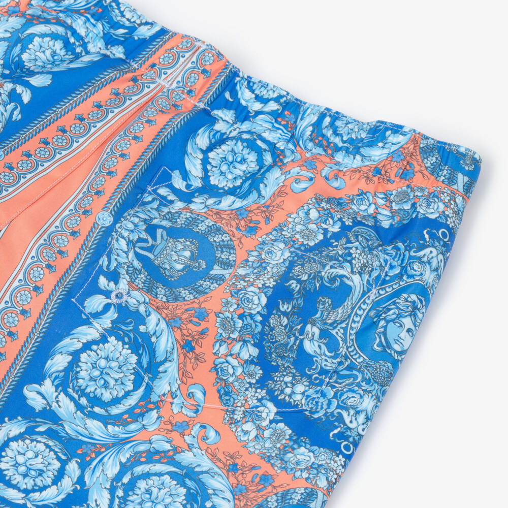 Versace-Junior Boys Blue Electric Barocco Print Swim Shorts | Childrensalon