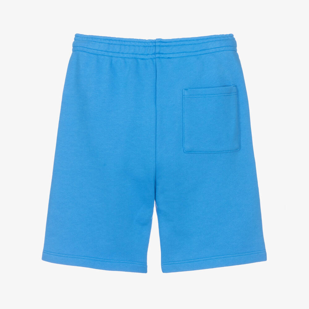 Versace-Junior Boys Bright Blue Cotton Jersey Shorts with Logo | Childrensalon