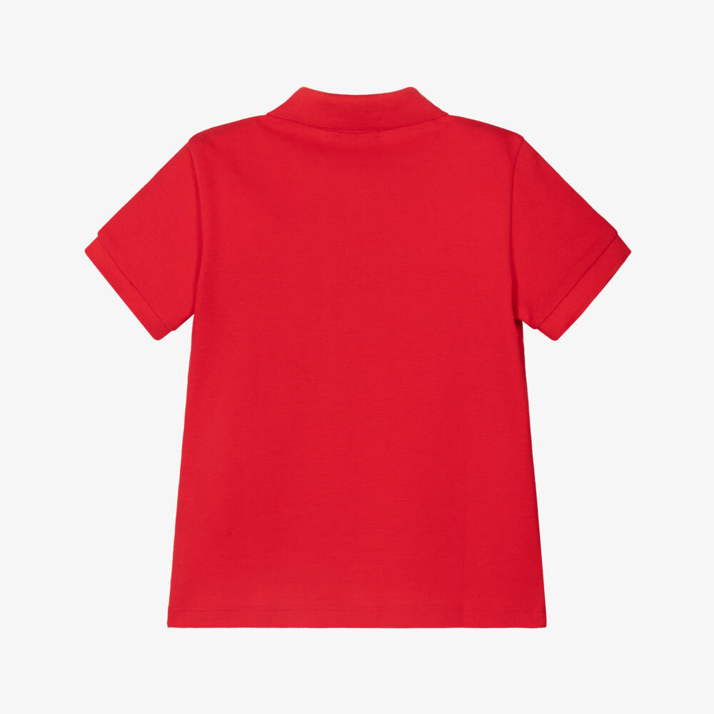 Versace-Junior Boys Red Cotton Piqué Polo Shirt with Gold Medusa Logo | Childrensalon
