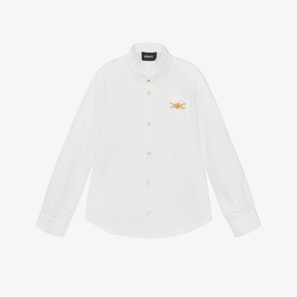 Versace-Junior Boys White Cotton Medusa Logo Shirt | Childrensalon