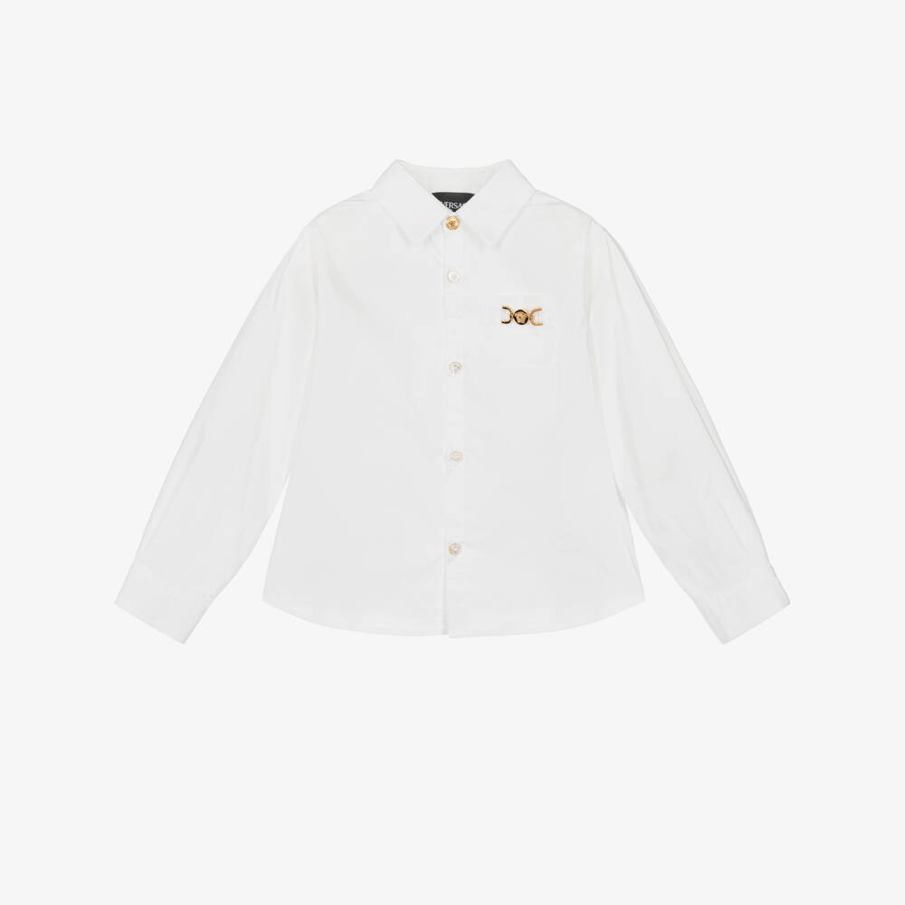 Versace-Junior Boys White Cotton Medusa Logo Shirt | Childrensalon