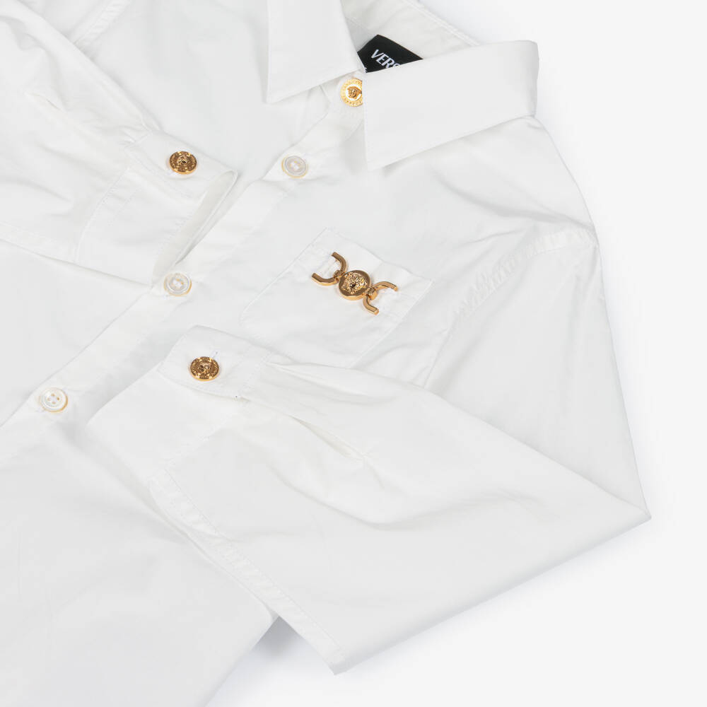 Versace-Junior Boys White Cotton Medusa Logo Shirt | Childrensalon