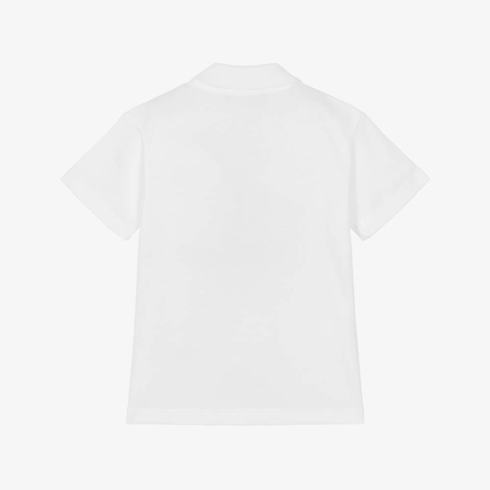 Versace-Junior Boys White Cotton Piqué Medusa Logo Shirt with Red Trim | Childrensalon