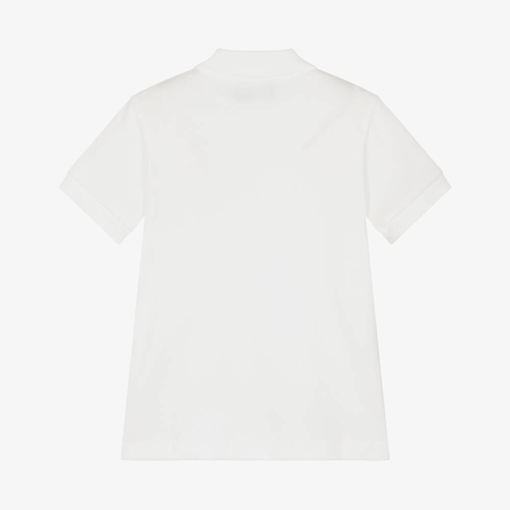 Versace-Junior Boys White Cotton Piqué Polo Shirt with Medusa Logo | Childrensalon