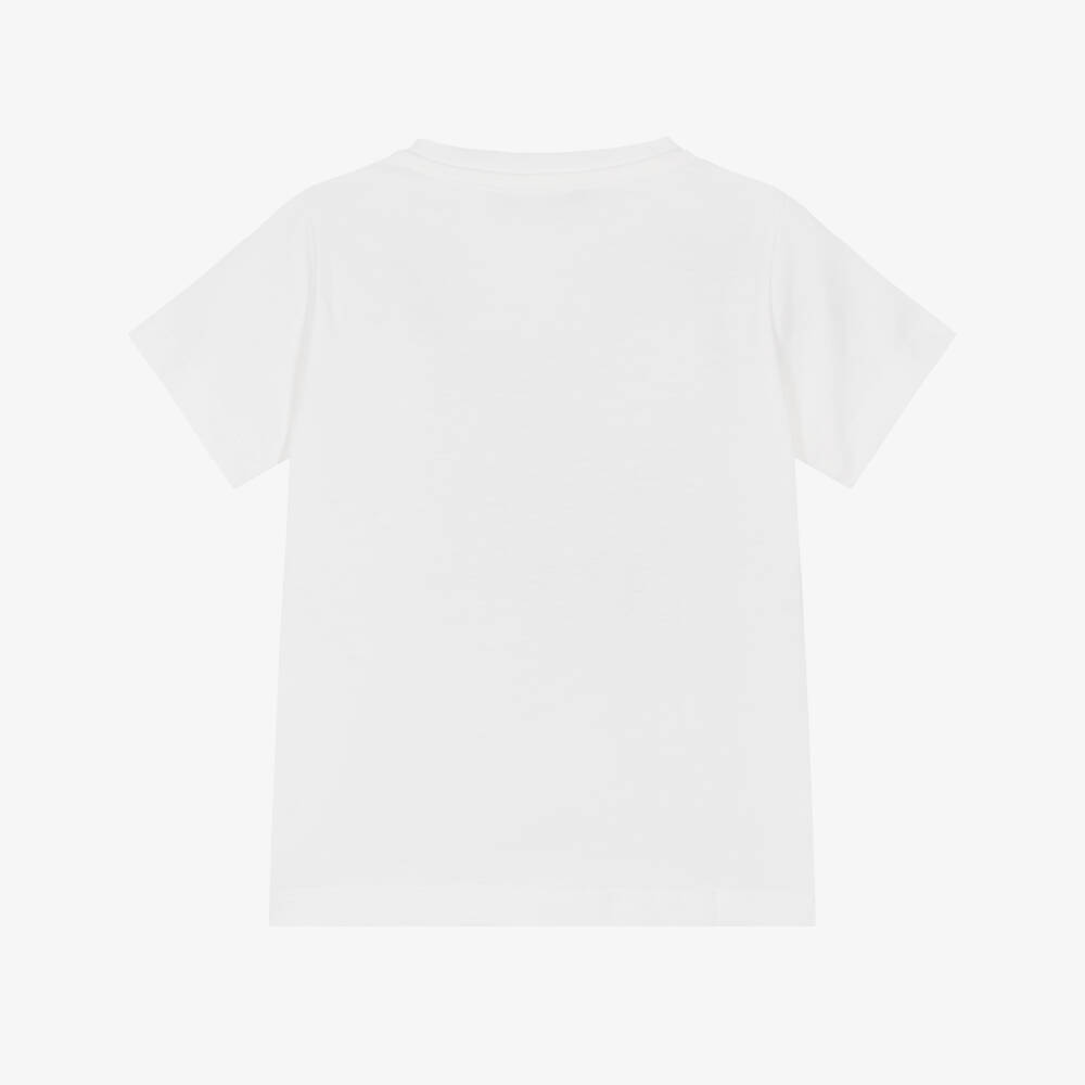 Versace-Футболка белая с золотым логотипом и рисунком для мальчиков | Childrensalon