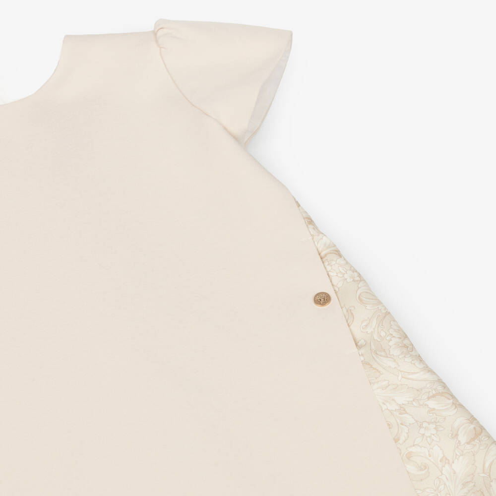 Versace-Junior Girls Beige Milano Jersey Dress with Whisper Barocco Trims | Childrensalon