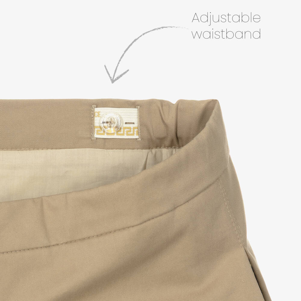 Versace-Junior Girls Beige Pleated Skirt with Barocco Foulard Inserts | Childrensalon