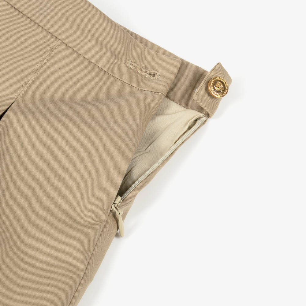 Versace-Junior Girls Beige Pleated Skirt with Barocco Foulard Inserts | Childrensalon