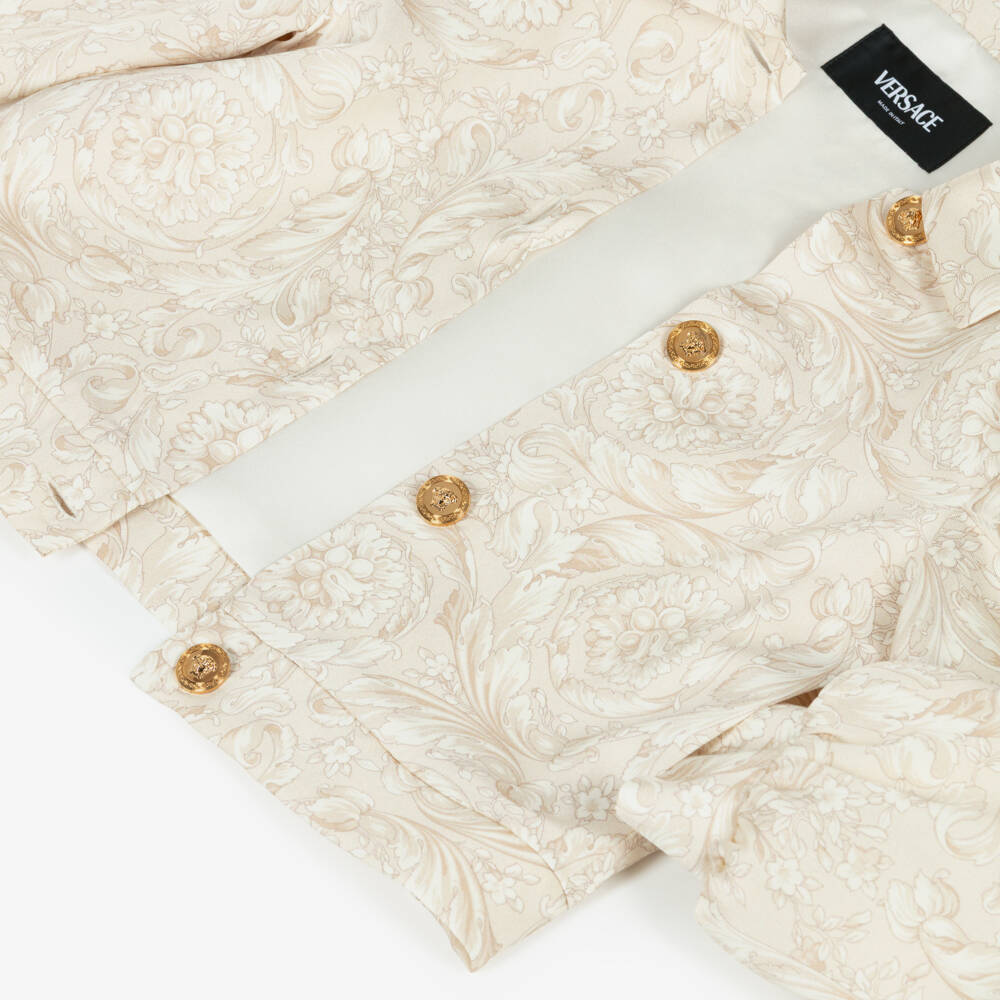 Versace-Junior Girls Beige Whisper Barocco Satin Jacket | Childrensalon