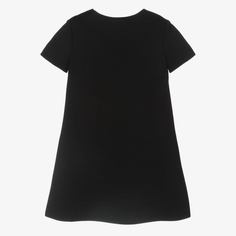 Versace-Junior Girls Black Milano Jersey Dress with Gold Logo Motif | Childrensalon