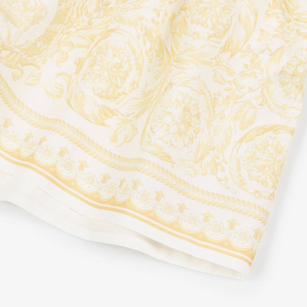 Versace-Платье кремово-золотое Whisper Barocco для девочек | Childrensalon