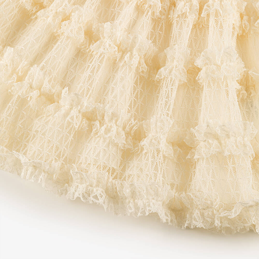 Versace-Junior Girls Ivory Lace Ruffle Dress  | Childrensalon
