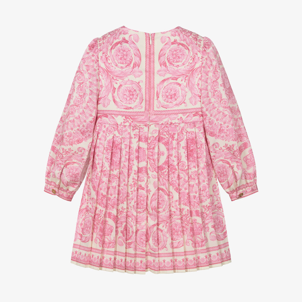 Versace-Junior Girls Pale Pink Satin Barocco Foulard Dress | Childrensalon