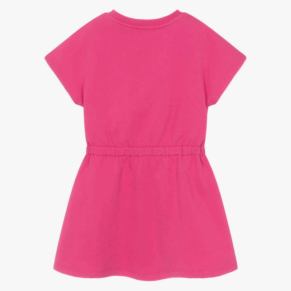 Versace-Junior Girls Pink Cotton Jersey Dress with Contrast Logo Print | Childrensalon