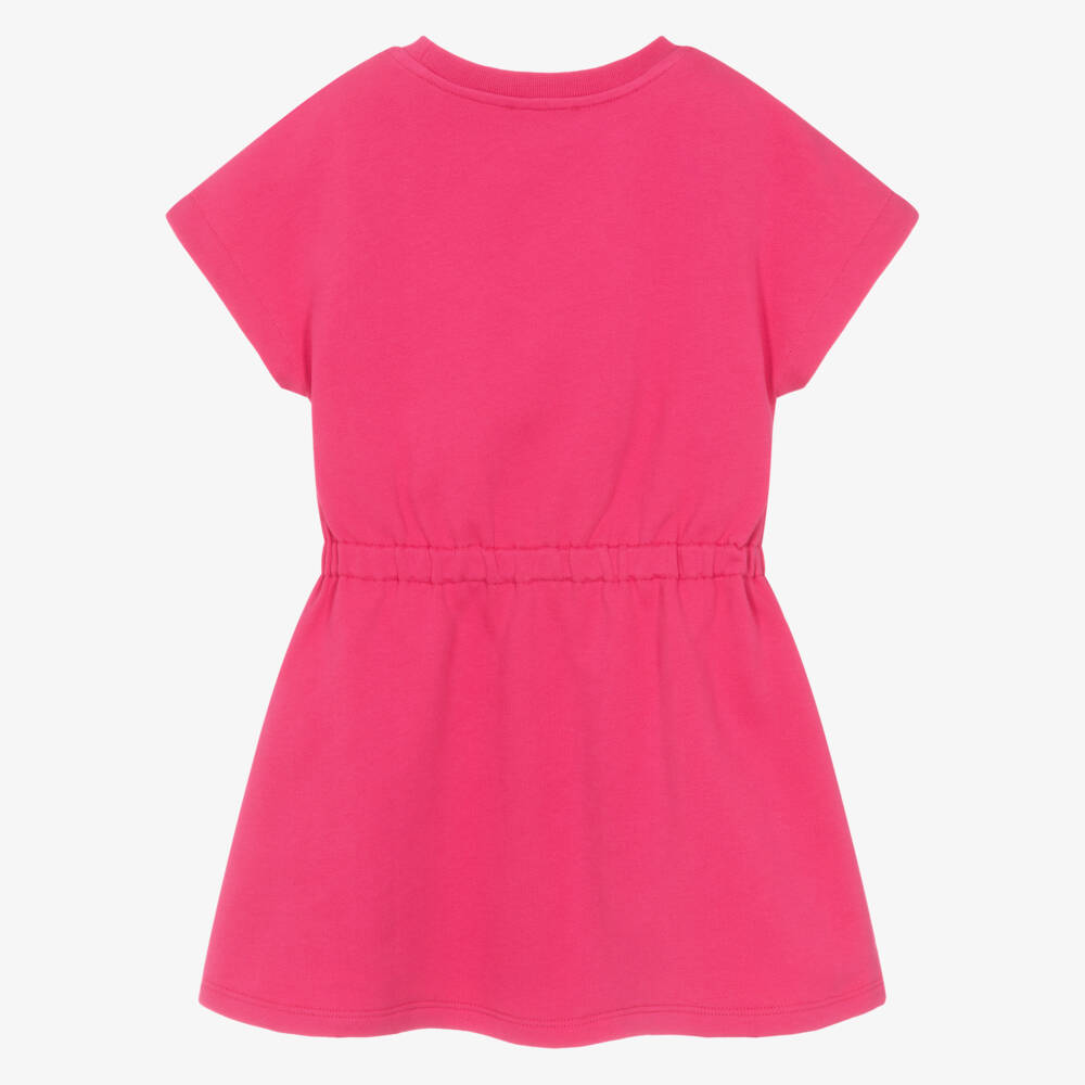 Versace-Junior Girls Pink Cotton Jersey Dress with Contrast Logo Print | Childrensalon
