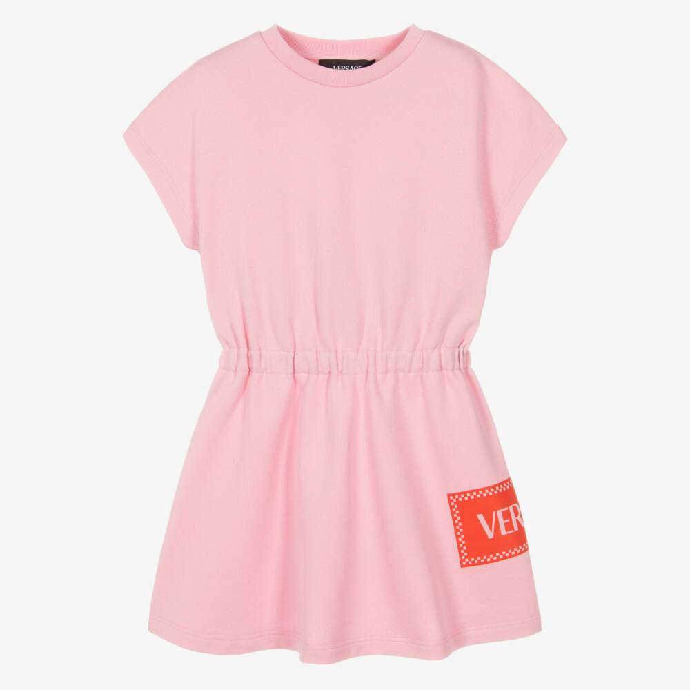 Versace-Junior Girls Pink Cotton Sweatshirt Jersey Dress | Childrensalon
