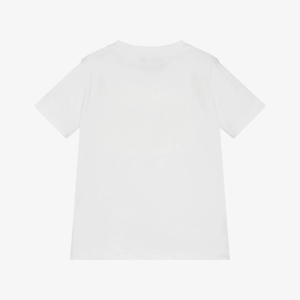 Versace-Junior Girls White Cotton Contrast Logo T-Shirt | Childrensalon