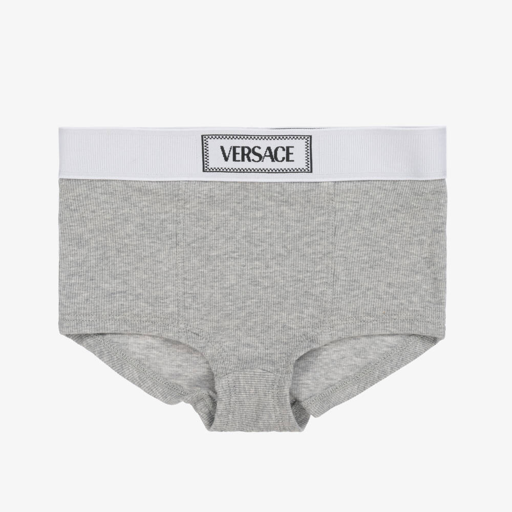 Versace-Junior Girls White & Grey Knickers (2 Pack) | Childrensalon