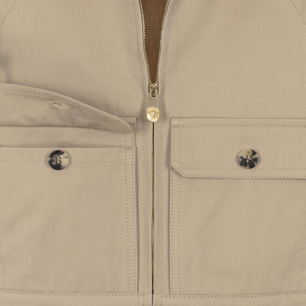 Versace-Khaki Beige Gabardine Jacket | Childrensalon