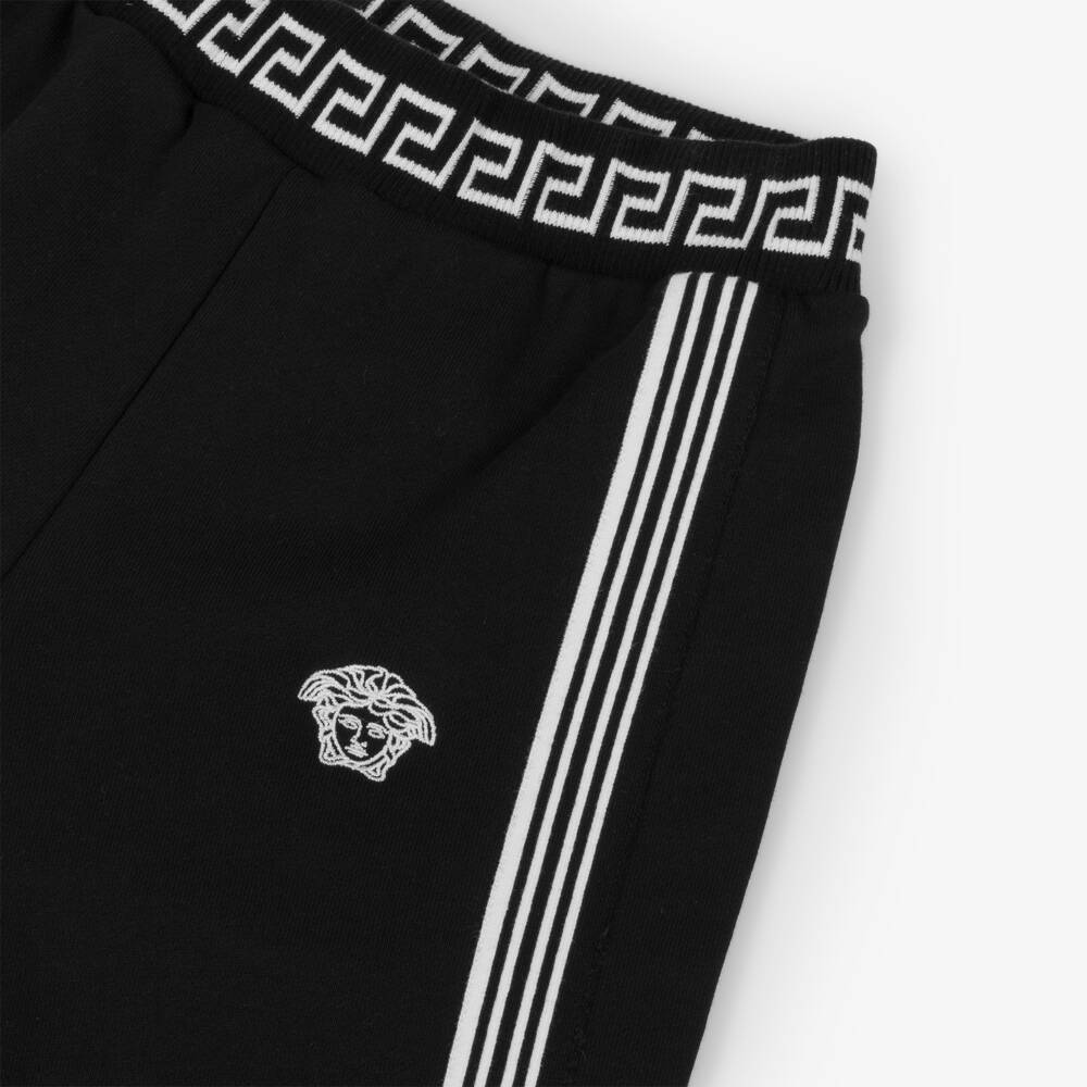Versace-بنطلون رياضي قطن لون أسود للأولاد | Childrensalon