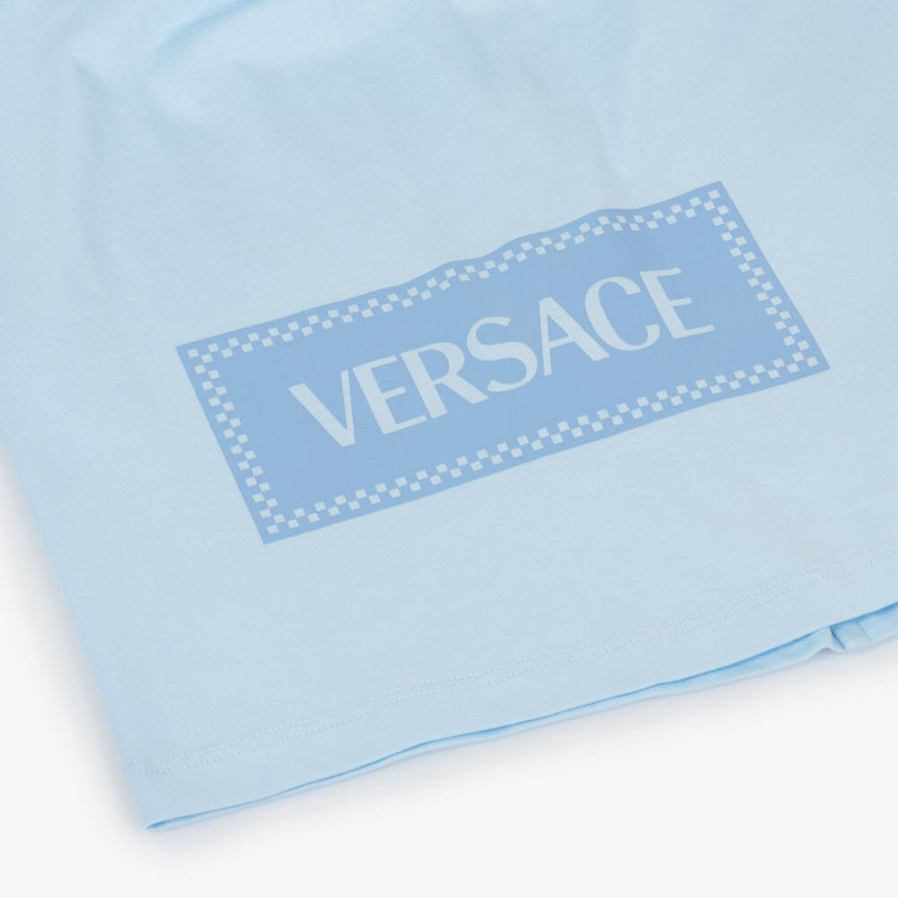 Versace-Pastel Blue Cotton Vintage Logo T-Shirt | Childrensalon