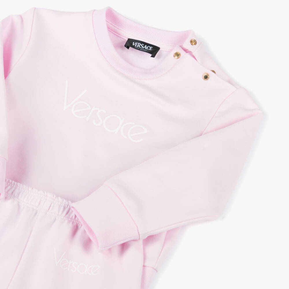 Versace-Pink Cotton Jersey Baby Tracksuit | Childrensalon