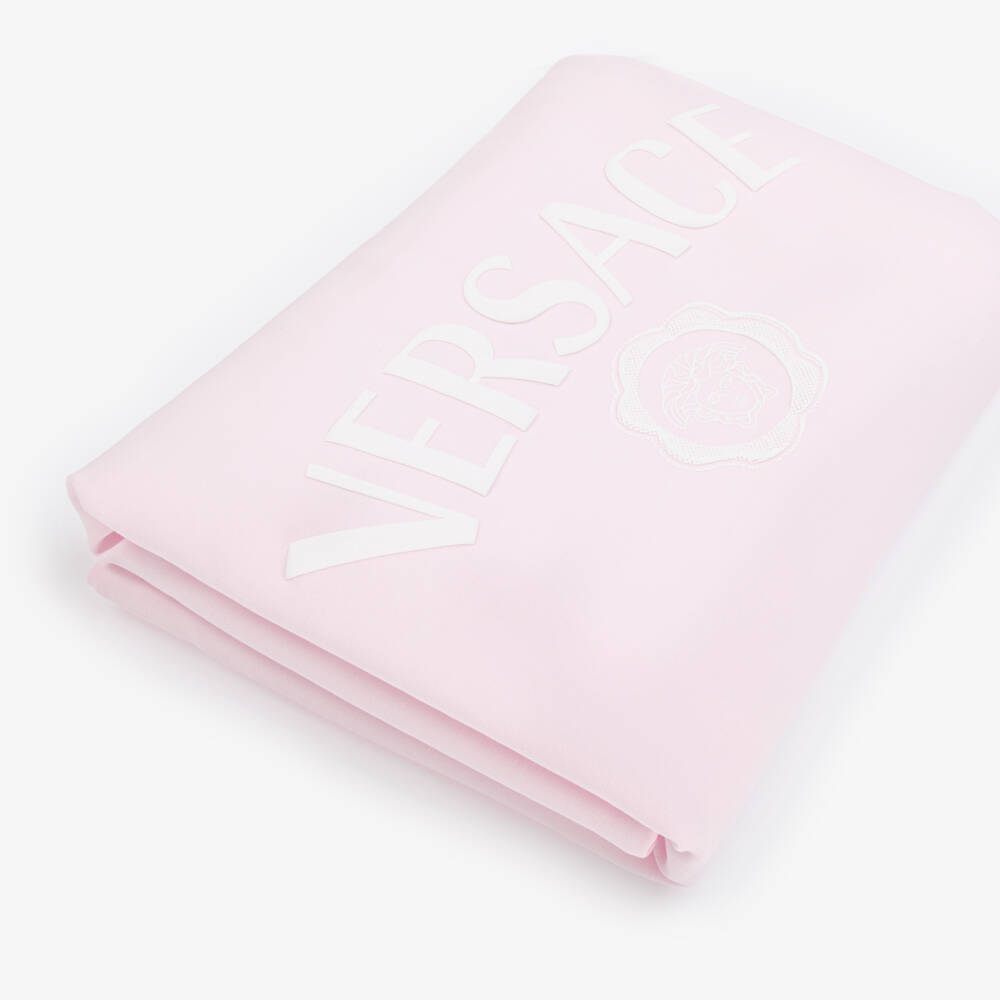 Versace-Pink Cotton Jersey Padded Blanket (70cm) | Childrensalon