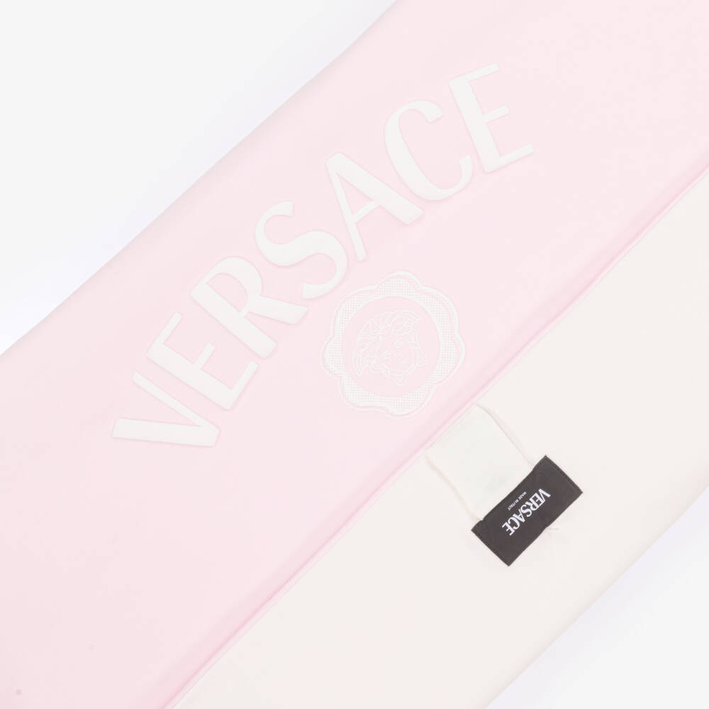 Versace-Pink Cotton Jersey Padded Blanket (70cm) | Childrensalon