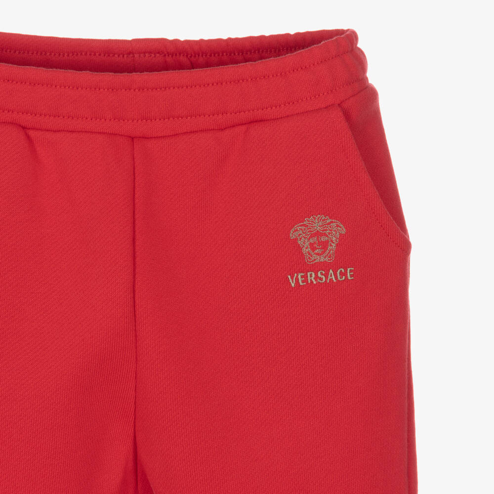 Versace-Red Cotton Jersey Medusa Joggers | Childrensalon