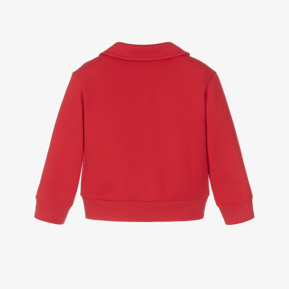 Versace-Red Cotton Jersey Medusa Zip-Up Top | Childrensalon