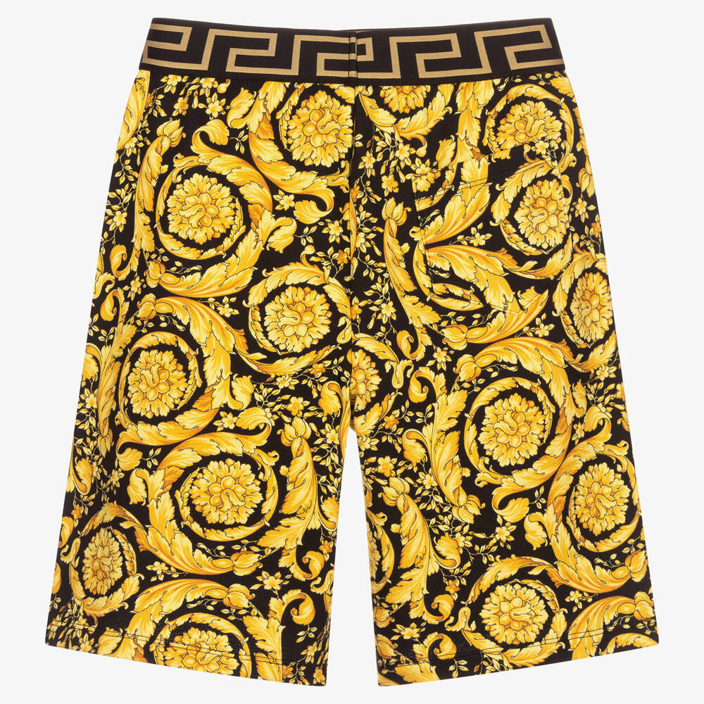 Versace-Teen Black & Gold Barocco Shorts | Childrensalon