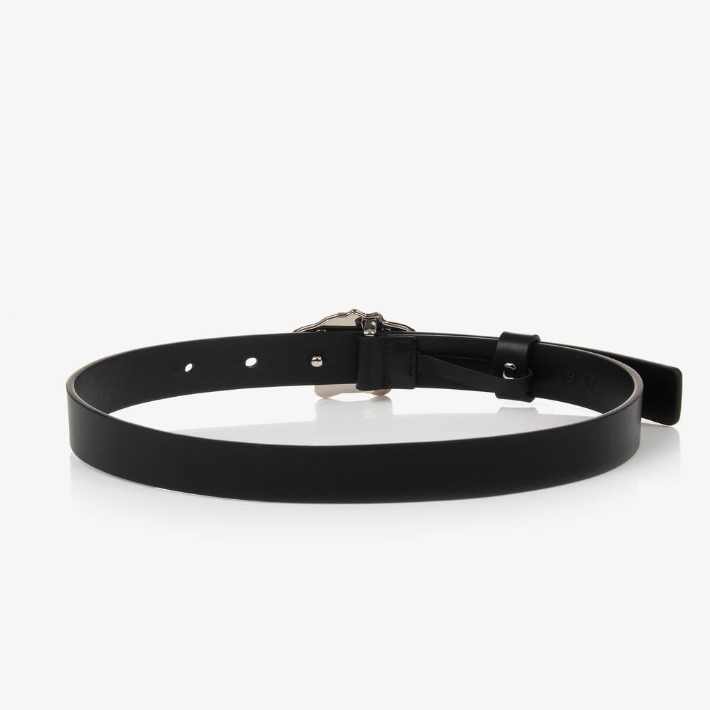Versace-حزام جلد لون أسود بحلية ميدوسا | Childrensalon