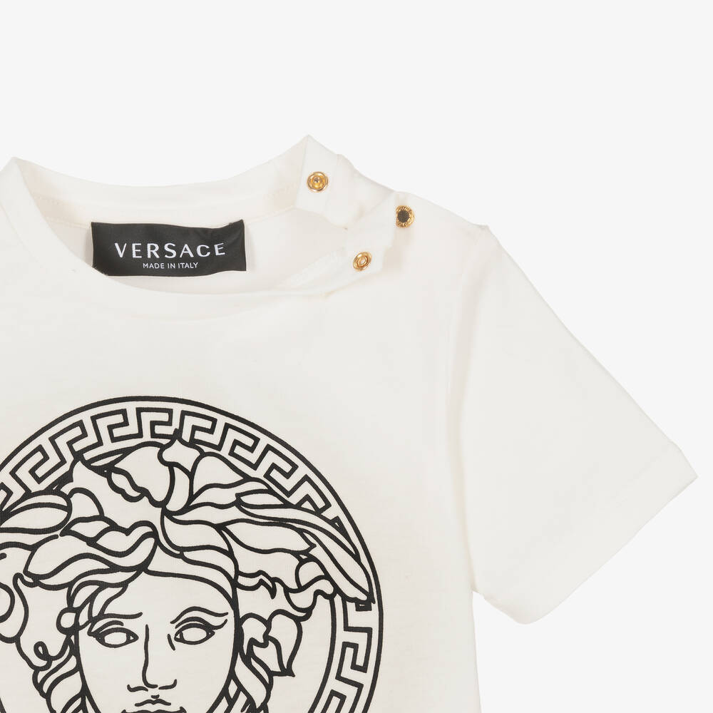 Versace-White & Black Medusa Baby T-Shirt | Childrensalon
