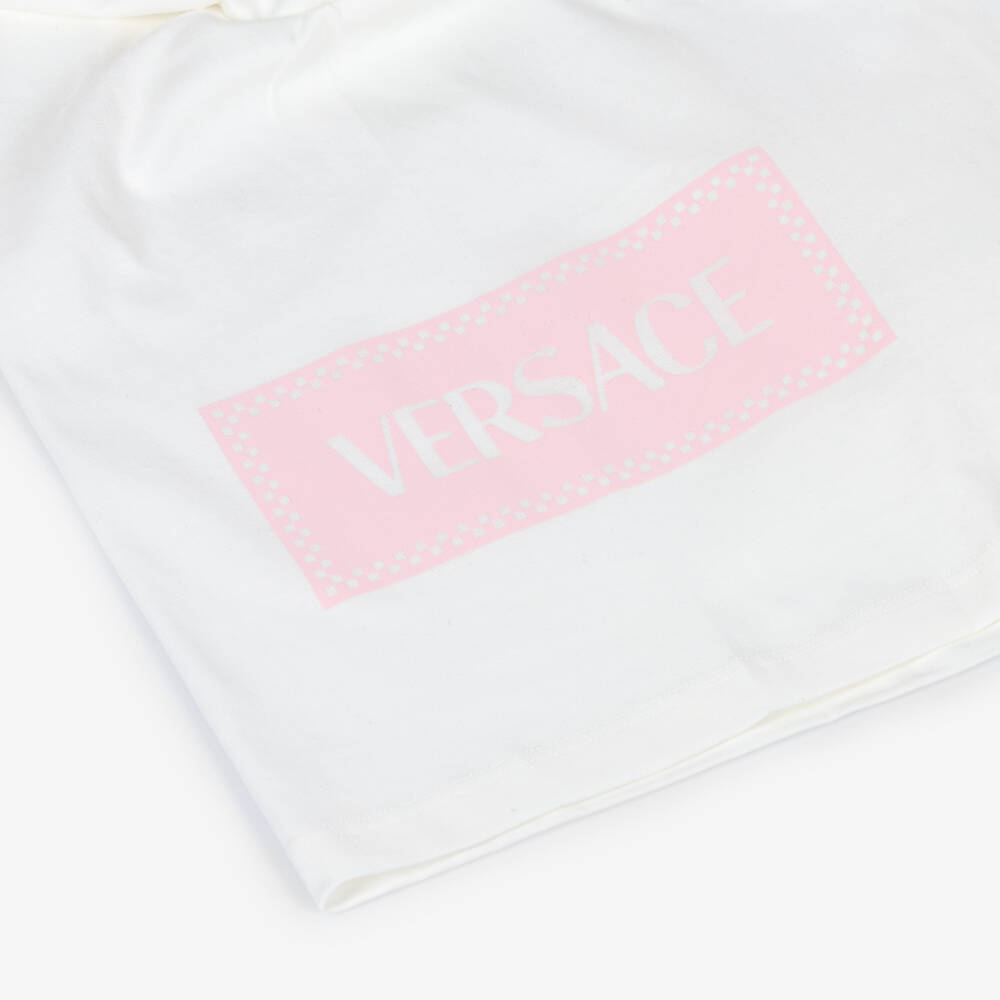 Versace-Белая хлопковая футболка с винтажным логотипом | Childrensalon