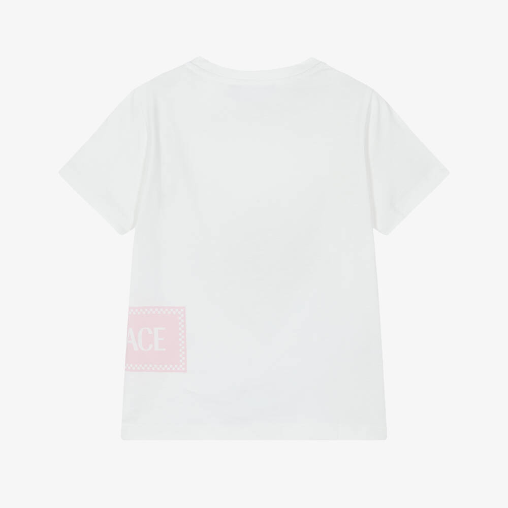 Versace-Белая хлопковая футболка с винтажным логотипом | Childrensalon