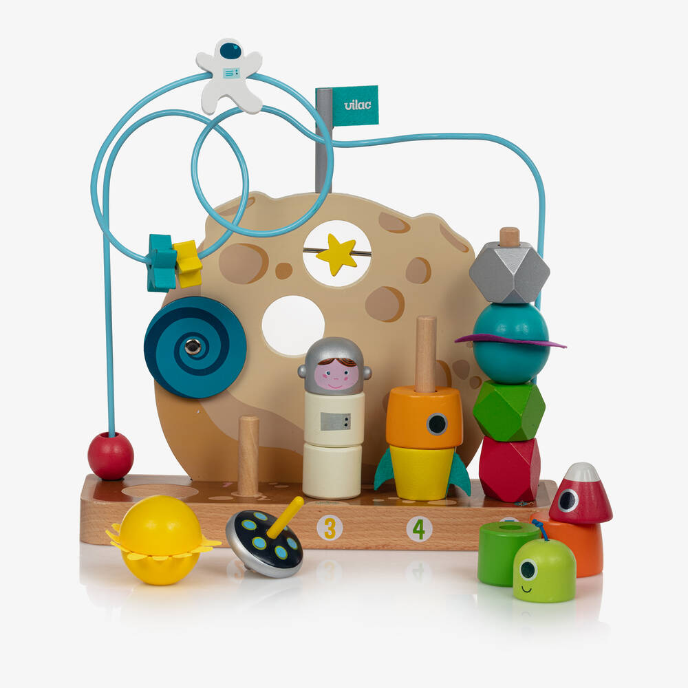 Vilac-Beige Wooden Space Counting Set (27cm) | Childrensalon